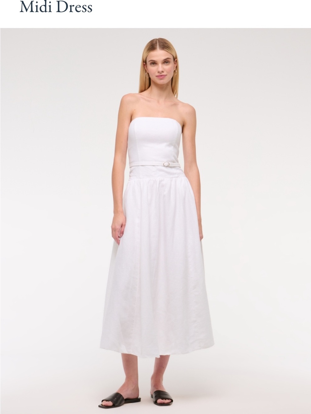 Abercrombie Women's Premium Linen Drop-Waist Belted Midi Dress